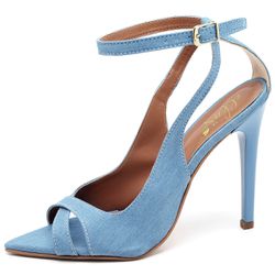 SANDÁLIA SALTO ALTO BICO FOLHA JEANS DELAVE - SAND... - ZAFREM