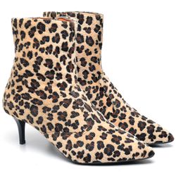 BOTA FEMININA CANO CURTO SALTO FINO BAIXO PELO ONÇ... - ZAFREM