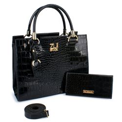 Kit Bolsa Feminina Castelo Preto Verniz Coleção Pr... - ZUÍ BRASIL