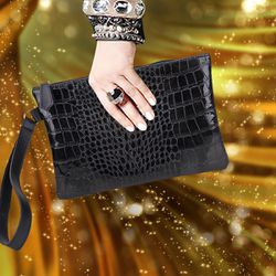 Bolsa Feminina Carteiro De Mão Festa Clutch Preta ... - ZUÍ BRASIL