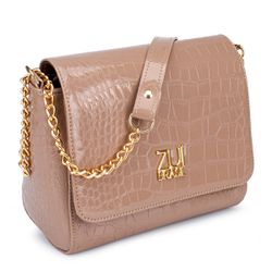 Bolsa Flap Croco Verniz Nude Zuí Brasil Nova Coleç... - ZUÍ BRASIL