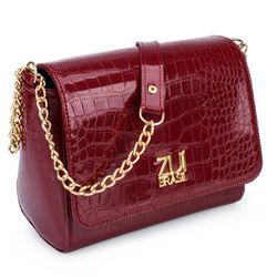 Bolsa Flap Croco Verniz Marsala Zuí Brasil Nova Co... - ZUÍ BRASIL