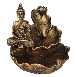 Incensário Cascata Folha Buda Hindu Meditando - BEM ME QUER ZEN