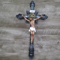Crucifixo Resina -Medalha São Bento - 40 cm - 2821... - Betânia Loja Católica 