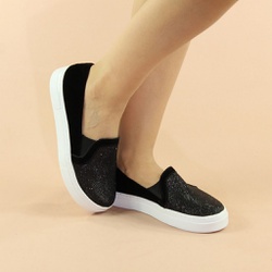 Slip On Casual Feminino Glitter Azul Molekinha no Shoptime