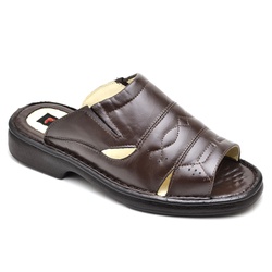Chinelo Anti Stress Comfort Masculino em Couro Caf... - Ranster Confort