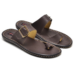 Chinelo Anti Stress Comfort Masculino em Couro Caf... - Ranster Confort