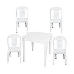 Kit 04 Cadeiras e 01 Mesa Branca - Tramontina - Cores Vivas Home Center