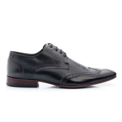 Sapato Masculino Oxford Clássico Amarrar Solado De Couro Preto - KRN SHOES | Calçados Casuais