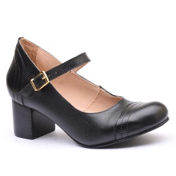 Sapato Feminino Retrô Mirihi Couro Legítimo Preto Lesar - KRN SHOES | Calçados Casuais