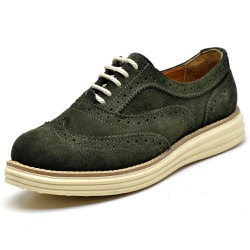 Sapato Feminino Oxford Em Couro Camurça Verde Militar - KRN SHOES | Calçados Casuais