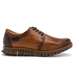Sapato Casual Masculino Oregon Em Couro Fumê Canela/Chocolate - KRN SHOES | Calçados Casuais