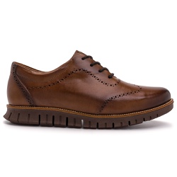 Sapato Casual Masculino Oregon Em Couro Comfort Fumê Canela - KRN SHOES | Calçados Casuais