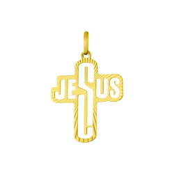 Pingente De Ouro 18k Cruz Vazado Com Nome Jesus - ... - Fábrica do Ouro