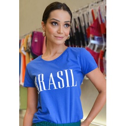 T-Shirt Básica Lisa com Silk Brasil em Algodão - ... - FRELITH