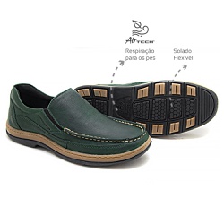 Sapato Casual em couro Verde Leveterapia - 43709 - Levecomfort Calçados
