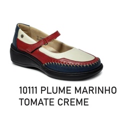 Sapato Feminino Confortável em couro marinho tomat... - Levecomfort Calçados
