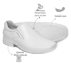 Sapato social Leve Couro Branco Leveterapia - 4591 - Levecomfort Calçados