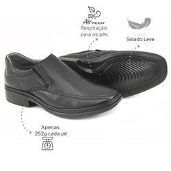 Sapato social Leve Couro Preto Leveterapia - 45901 - Levecomfort Calçados
