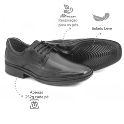Sapato social Leve Couro Preto Leveterapia - 45904 - Levecomfort Calçados