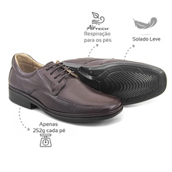Sapato social Leve Couro Dark Brown Leveterapia - ... - Levecomfort Calçados