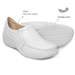Sapato Feminino Confortável com Elástico Branco Le... - Levecomfort Calçados