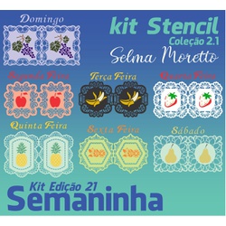 Kit Stencil Coleção Selma Moretto | Semaninha - Ed... - Loja da Márcia Spassapan | Tudo para Artesanato