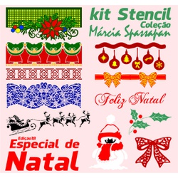 Kit Stencil Coleção Márcia Spassapan | Natal - Edi... - Loja da Márcia Spassapan | Tudo para Artesanato