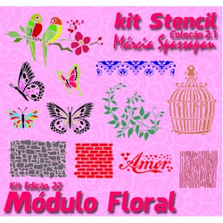 Kit Stencil Márcia Spassapan | Módulo Floral - Edi... - Loja da Márcia Spassapan | Tudo para Artesanato
