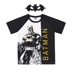 Camiseta Infantil Com Máscara do Batman Branca 