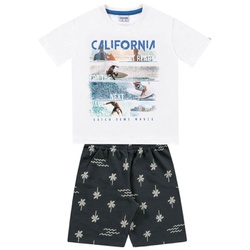 Conjunto Infantil de Menino Fakini Camiseta Branca Surf + Bermuda Moletinho
