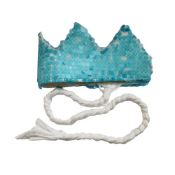 Coroa com trança Azul claro fosco e branco - Minibossa