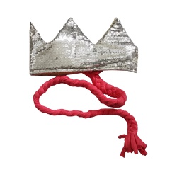 Coroa com trança Prata brilho e rosa - Minibossa