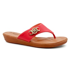 Chinelo Comfort para Fascite e Esporão - Vermelho - PR150-SBVE - Pé Relax Sapatos Confortáveis