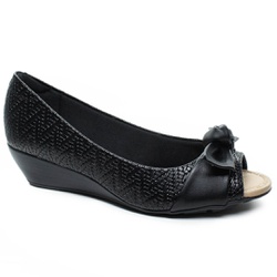 Peep Toe Confort - Preto - PR7036-422PR - Pé Relax Sapatos Confortáveis