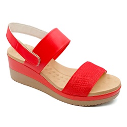 Sandália Anabela Ultra Conforto - Vermelho - PR581082V - Pé Relax Sapatos Confortáveis