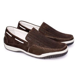 Mocassim Masculino Nobuck - Brown - FB6008M - Pé Relax Sapatos Confortáveis