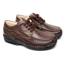 Sapato Masculino Casual Anti Stress - Brown - FB16000M - Pé Relax Sapatos Confortáveis