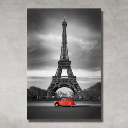 Placa Decorativa Carro Vermelho Paris - Q! Bacana