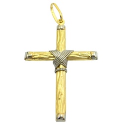 Crucifixo de Ouro 18K com design imitando madeira ... - RDJ JÓIAS