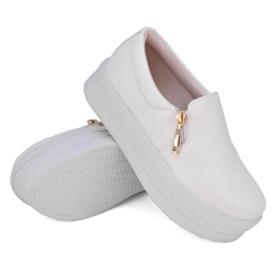 Slip On Zíper Sola Alta Branco DKShoes - Rilu Fashion