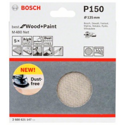 Disco de Lixa Bosch M480 Best for Wood & Paint; 125mm G150 Pacote com 5 unidades - Ritec Máquinas e Ferramentas