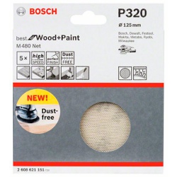 Disco de Lixa Bosch M480 Best for Wood & Paint; 125mm G320 Pacote com 5 unidades - Ritec Máquinas e Ferramentas