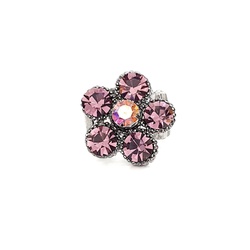 Anel de flor com pedras lilás 13726