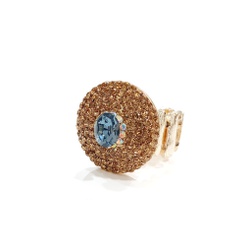 anel dourado com pedra azul 12976