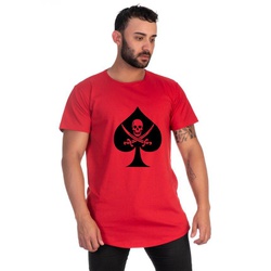 Camiseta Masculina Long Line Caveira Vermelha -Sel... - SELTENBRASIL