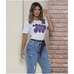 T-Shirt de algodão com estampa silkada - 70131 - Triagem Jeans