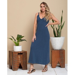 Vestido Midi Sianinha - 55417 - Azul Petroleo - Triagem Jeans