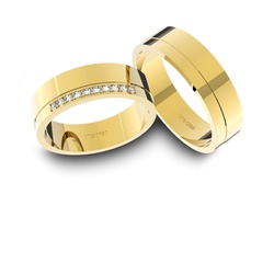Alianças em Ouro 18k amarelo com Diamantes (5.70 mm de largura) - ARR-... - VIU GOLD