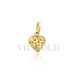 Pingente de Coração em Ouro 18k Amarelo Todo Trabalhado - P-030 - VIU GOLD